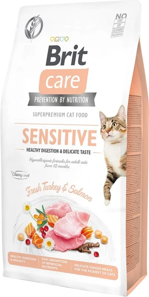 Brit Care Sensitive Hypo-Allergenic Sindirim Sistemi Destekleyici Tahılsız Yetişkin Kedi Maması 7kg ürün görseli 1