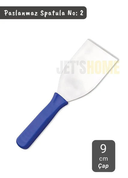 Börek Kesici Paslanmaz Çelik Pasta Spatulası Pizza Kesici Mavi Saplı No:2 Çap 9 cm ürün görseli 1