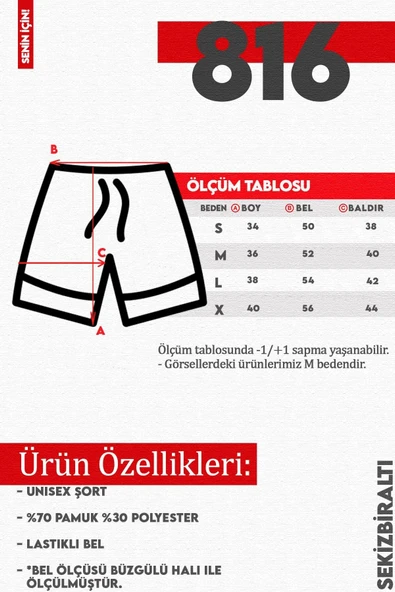Yıldırım Baskılı Siyah Unisex Şort - Resim 4