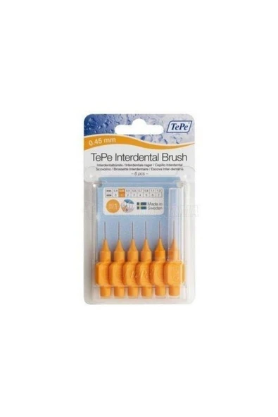 Tepe Interdental Brush Arayüz Fırçası Turuncu 0.45 mm 6 lı ürün görseli 1