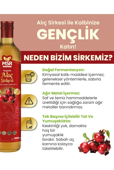 MSR BİTKİSEL DOGAL ÜRÜNLER Alıç Sirkesi 500ml - Resim 3