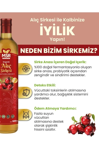 MSR BİTKİSEL DOGAL ÜRÜNLER Alıç Sirkesi 500ml - Resim 2