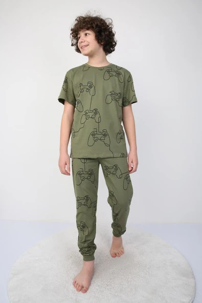 Kısakollu Play Console Desenli Erkek Çocuk Pijama Takımı (ALT-ÜST) ürün görseli 1