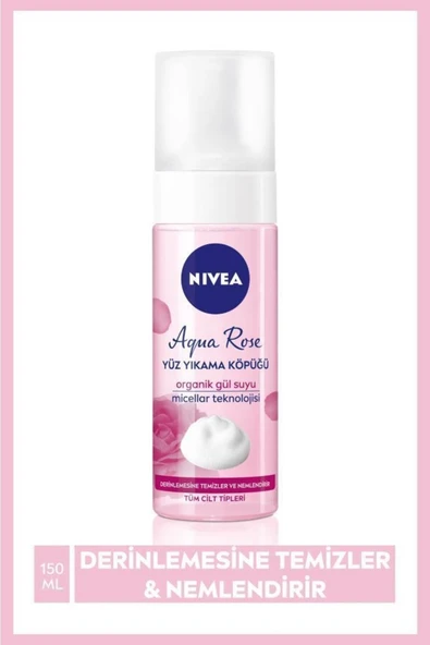 NIVEA Aqua Rose Organik Gül Suyu Içeren Yüz Yıkama Köpüğü 150 ml ürün görseli 1