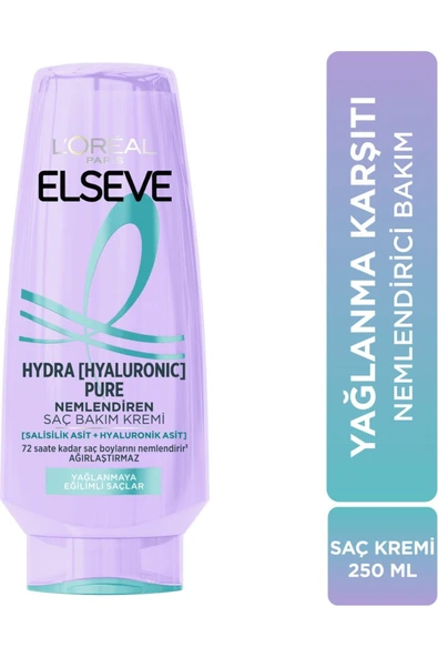 ELSEVE Hydra [Hyaluronic] Pure Salisilik Asit içeren Yağlanma Karşıtı Nemlendirici Saç Kremi 250ml ürün görseli 1