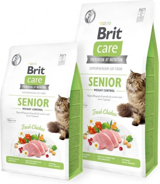 Brit Care Tahılsız Senior Weight Control Tavuklu Yaşlı Kedi Maması 2 kg ürün görseli 1
