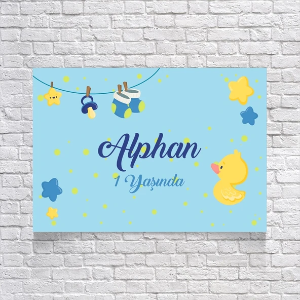 Mavi Bebek Temalı Doğum Günü Afişi 50X70 cm ürün görseli 1