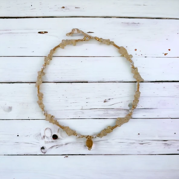 Doğaltaş Sitrin Kadın Kolye - Resim 5