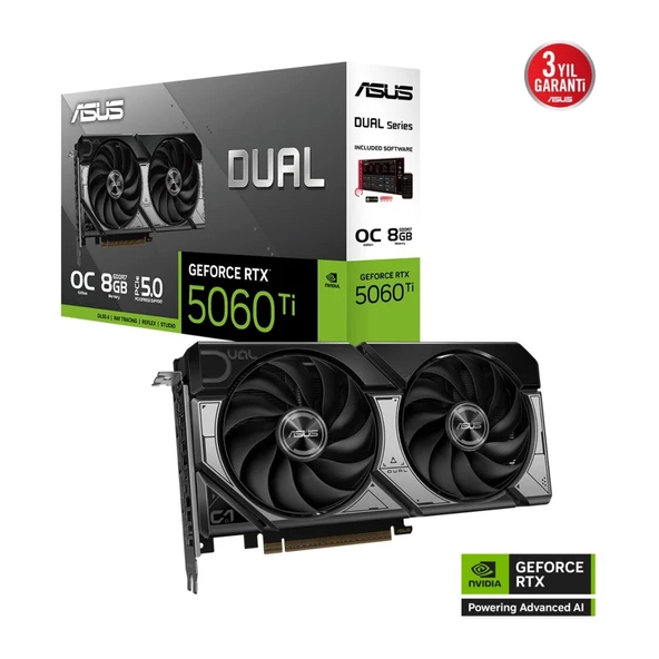 8 GB ASUS DUAL-RTX5060TI-O8G RTX 5060TI GDDR7 128Bit OC Ekran Kartı ürün görseli 1