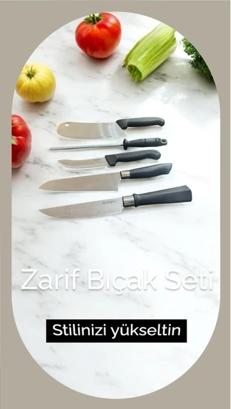 Lazoğlu bıçak seti - 5 parça şef mutfak bıçak seti takımı - Resim 3