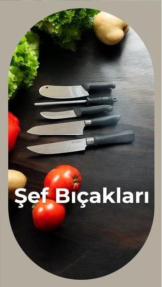 Lazoğlu bıçak seti - 5 parça şef mutfak bıçak seti takımı ürün görseli 1