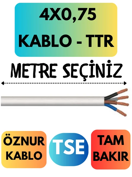 Öznur 4X0,75 TTR Kablo Metre Seçenekli (Beyaz) ürün görseli 1