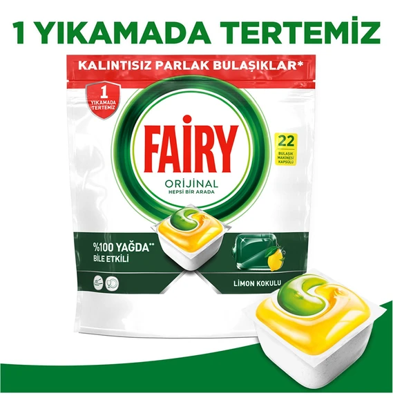 Fairy Hepsi Bir Arada Limon 22'li Tablet x 2 - Resim 7