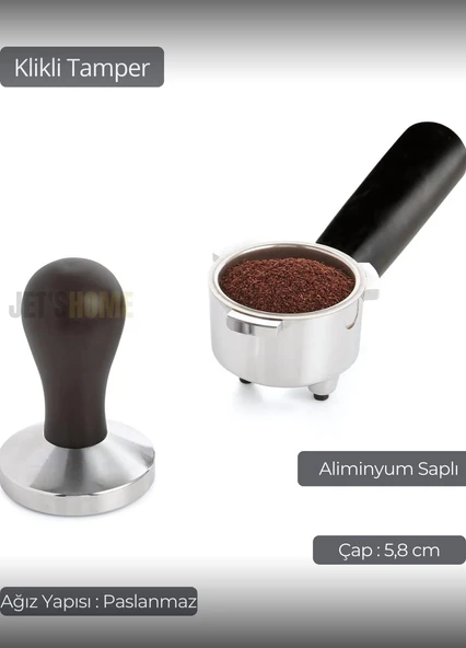Tamper Klikli Paslanmaz Çelik Kahve Tamperi 58 mm - Resim 2