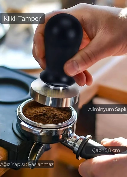 Tamper Klikli Paslanmaz Çelik Kahve Tamperi 58 mm ürün görseli 1
