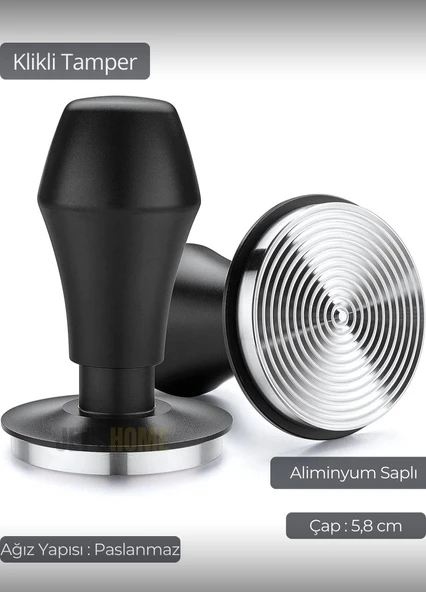 Tamper Klikli Paslanmaz Çelik Kahve Tamperi 58 mm - Resim 3