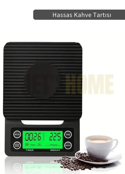 Dijital Tartı Göstergeli Hassas Kahve Tartısı Zamanlayıcı Yüksek Hassasiyetli LCD Aydınlatmalı ürün görseli 1