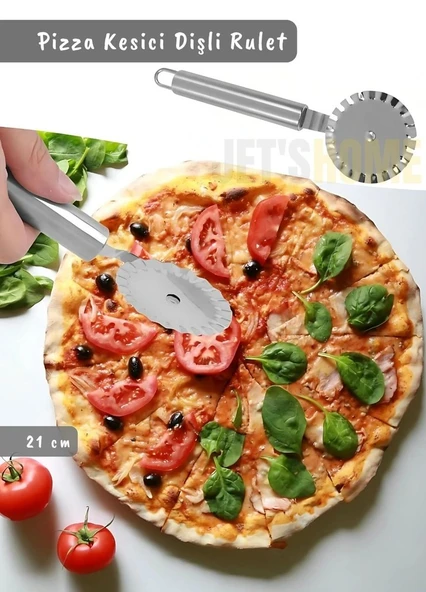 Pizza Kesici Paslanmaz Börek Kesici Çelik Pizza Bıçağı Tatlı Kesici Dişli Rulet Orta Boy Çap 5,3 cm ürün görseli 1