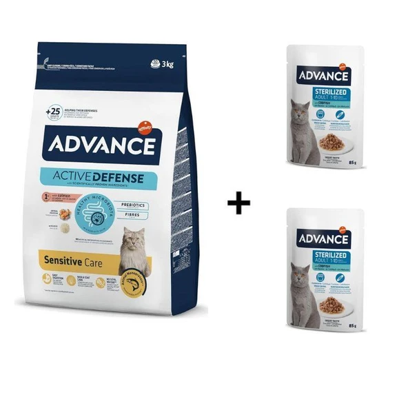 Advance Somonlu Kısırlaştırılmış Kedi Maması 1,5 Kg + 2 Adet Advance Morina Balıklı Kısır Kedi Pouch Yaş Maması 85 Gr ürün görseli 1