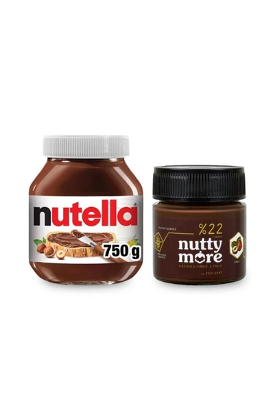 Nutella 750 gr & Nutty More %22 Kakaolu Fındık Ezmesi 200 gr ürün görseli 1