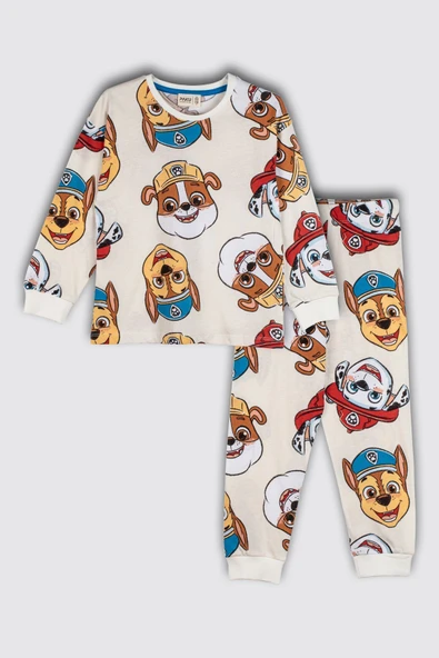 Mutlu Paw Patrol Desenli %100 Pamuk Çocuk Pijama Takımı ürün görseli 1