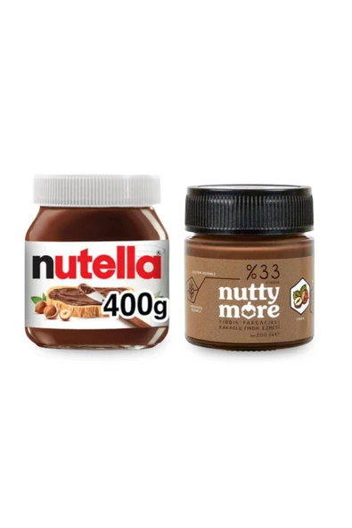 Nutella 400 gr & Nutty More %33 Fındık Parçacıklı Kakaolu Fındık Ezmesi 200 gr ürün görseli 1