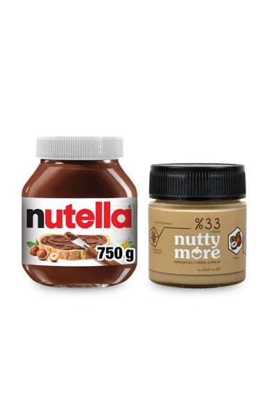 Nutella 750 gr & Nutty More %33 Fındık Parçacıklı Fındık Ezmesi 200 gr ürün görseli 1