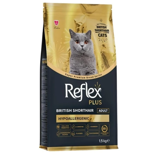 Reflex Plus British Shorthair Tavuklu ve Kızılcıklı Yetişkin Kedi Maması 1,5 Kg ürün görseli 1
