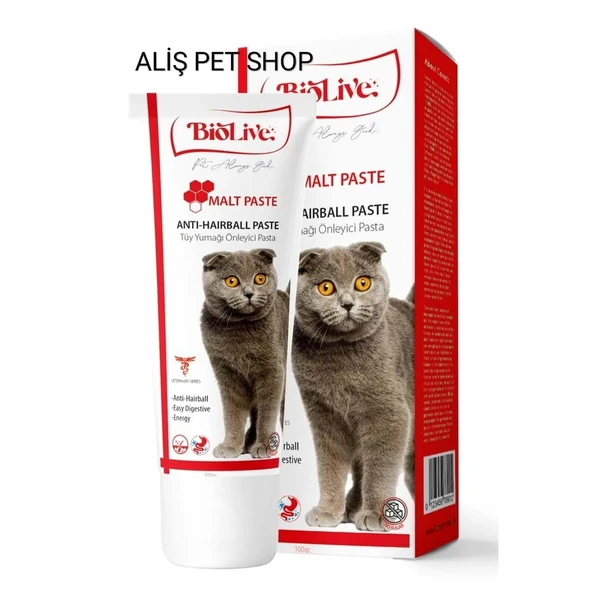 Biolive AntiHairBall Kediler İçin Tüy Yumağı Önleyici Paste 100gr ürün görseli 1