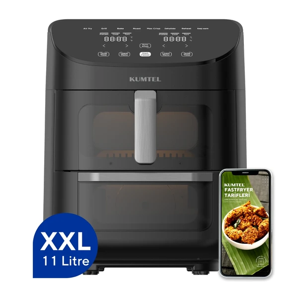 Kumtel XXL 11 Litre Çift Hazneli Fastfryer (Yağsız Fritöz Airfryer ) HAF-11 ürün görseli 1