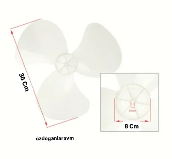 Evrensel Vantilatör Pervanesi 36 cm - Resim 2