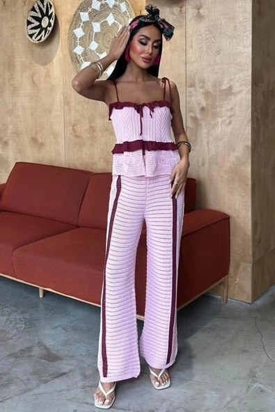 Askılı Bluz Pantolon Triko Takım 10114 ürün görseli 1