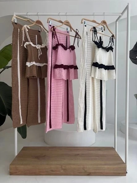 Askılı Bluz Pantolon Triko Takım 10114 - Resim 9