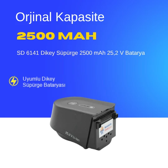Arçelik SD 6141 Dikey Süpürge 2500 mAh 25,2 V  Batarya – Orjinal Uyumlu Uzun Ömürlü, Yüksek Performans Pil ürün görseli 1