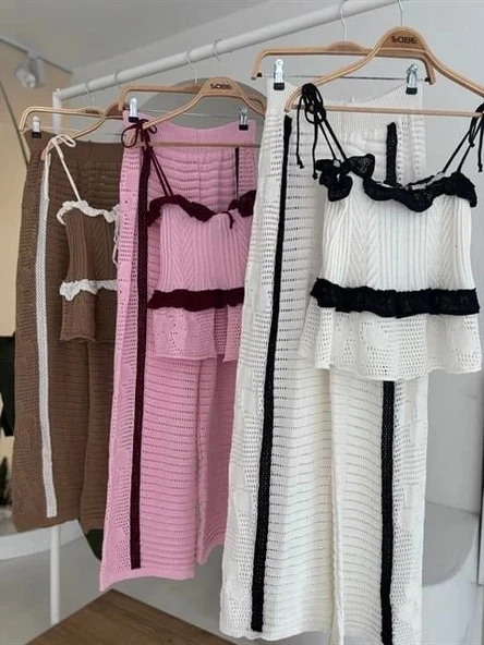 Askılı Bluz Pantolon Triko Takım 10114 - Resim 10