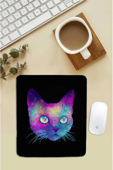 SonicTouch Bilek Destekli Kedili Siyah Dikdörtgen Pürüzsüz Yüzey Dikişsiz Mouse Pad 18x22cm ürün görseli 1
