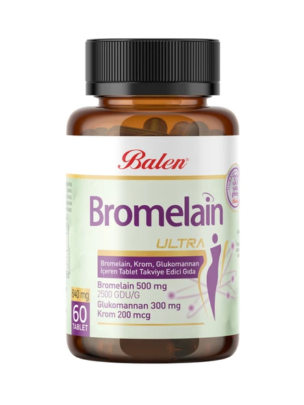 BROMELAIN ULTRA BROMELAIN, KROM, GLUKOMANNAN TAB.640 MG*60 ürün görseli 1