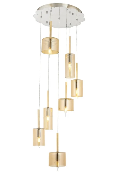 AVONNI AV-60043-7KT Krom Kaplama Modern Avize E14 Metal Cam 45cm ürün görseli 1