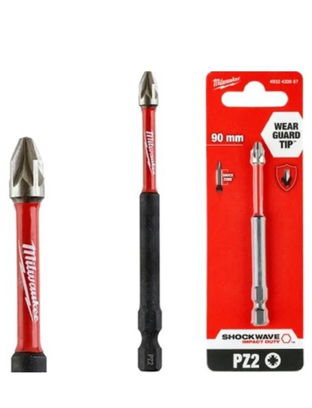 MİLWAUKEE BİTS UÇ PZ2 90mm. 1Lİ PKT SHOCKWAVE ürün görseli 1