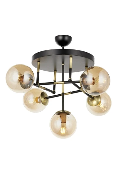 AVONNI AV-60327-5T-BSY Siyah Boyalı Modern Avize E27 Metal Cam 40cm ürün görseli 1
