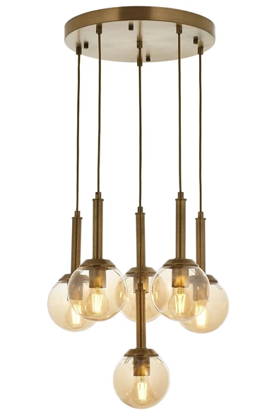 AVONNI AV-60216-6ET Eskitme Kaplama Modern Avize E27 Metal Cam 50cm ürün görseli 1
