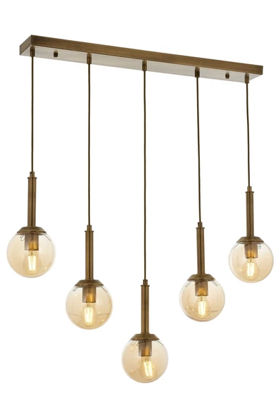 AVONNI AV-60216-5EY Eskitme Kaplama Modern Avize E27 Metal Cam 80x13cm ürün görseli 1