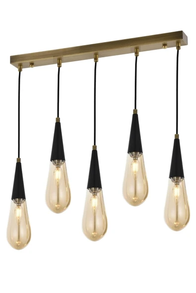 AVONNI AV-60059-5EY Eskitme Kaplama Modern Avize E14 Metal Cam 90x10cm ürün görseli 1