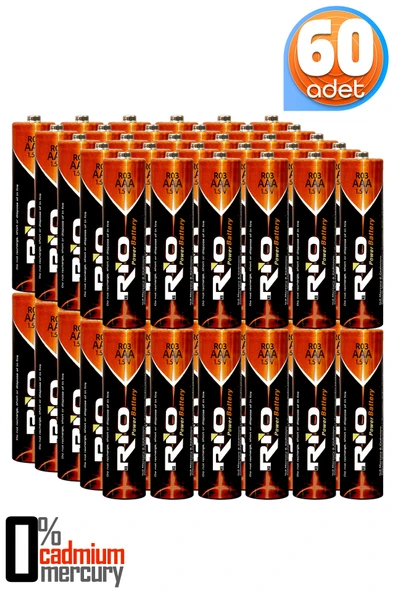 Rio 60lı AAA R03 İnce Kalem Pil Kumanda Pili Çinko Karbon Pil Zn-C 1.5V ürün görseli 1