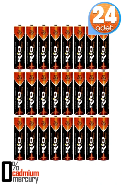 Rio 24lü AAA R03 İnce Kalem Pil Kumanda Pili Çinko Karbon Pil Zn-C 1.5V ürün görseli 1