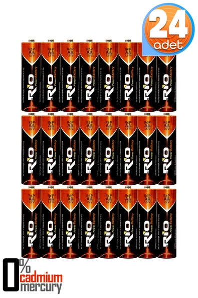 Rio 24lü AA R6P Kalın Kalem Pil Saat Pili Çinko Karbon Pil Zn-C 1.5V ürün görseli 1