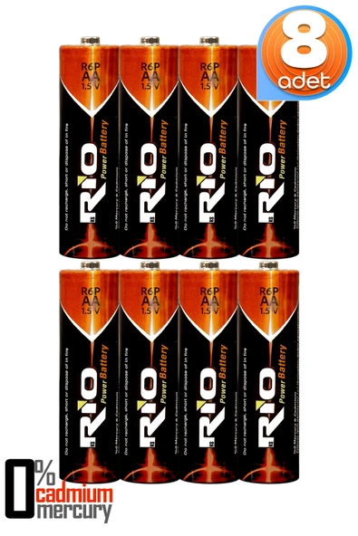 Rio 8li AA R6P Kalın Kalem Pil Saat Pili Çinko Karbon Pil Zn-C 1.5V ürün görseli 1