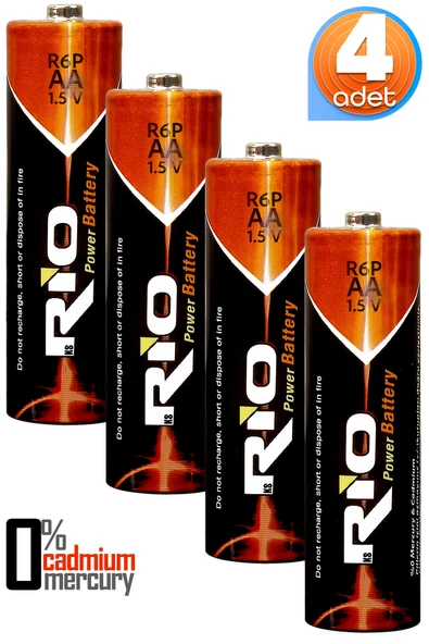 Rio 4lü AA R6P Kalın Kalem Pil Saat Pili Çinko Karbon Pil Zn-C 1.5V ürün görseli 1