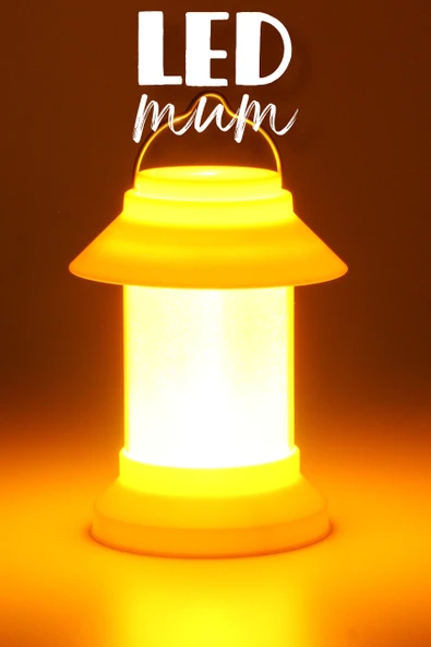Led Mum Sokak Lambası Tip Kulplu Dumansız Pilli Alevli Dekoratif Yapay Mum Işıldak Beyaz 1036-9 ürün görseli 1