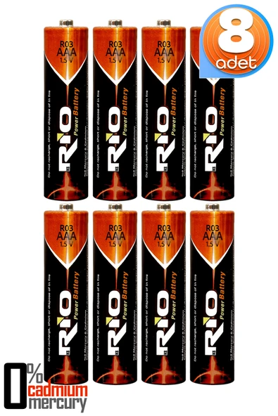Rio 8li AAA R03 İnce Kalem Pil Kumanda Pili Çinko Karbon Pil Zn-C 1.5V ürün görseli 1